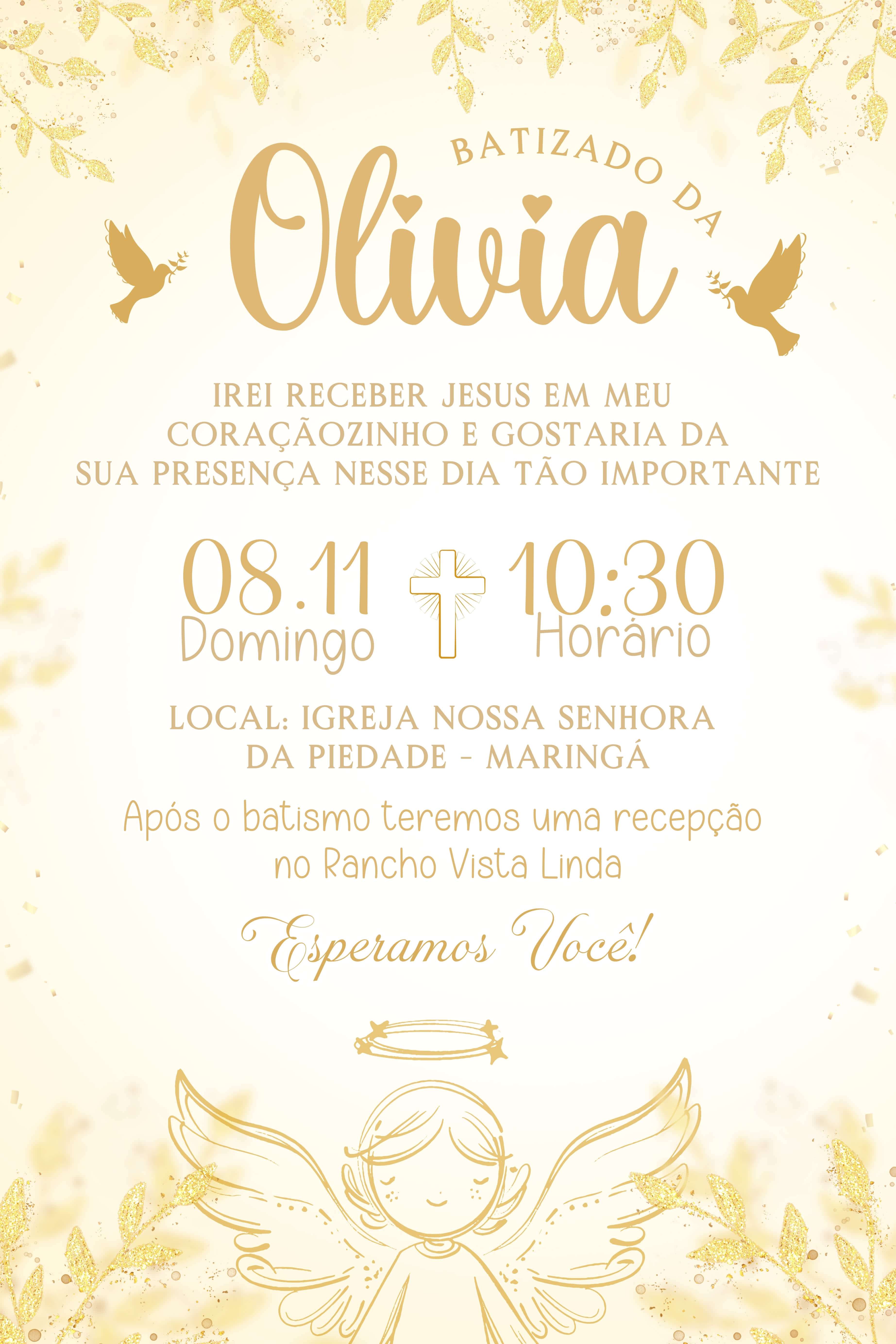 Convite Tradicional - Batizado Menina
